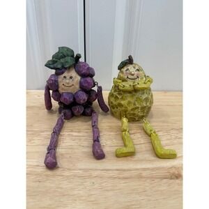 VTG Anthropomorphic Fruit Grapes and Pear Shelf Sitters 1980s